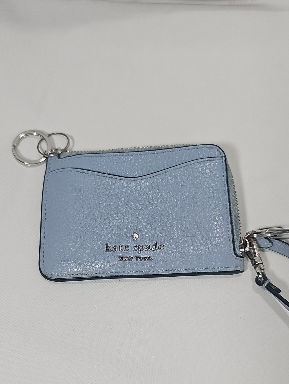 kate spade Light Blue Leather Zip Card Holder with Keyring